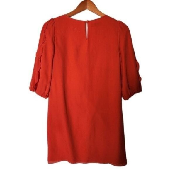 TIBI Silk Dress Mini Shift Dress Cocktail & Party Dress Size‎ 2 Orange Ruffles - Picture 8 of 9